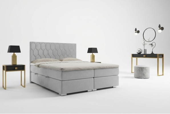 Lit Boxspring Design hôtel Luxe en Velours Base de lit rembourrée Fonction Double
