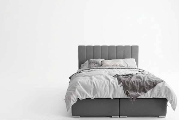 Lit Boxspring Chambre Double Lits Design Rembourrage Boîte Fonction Gris