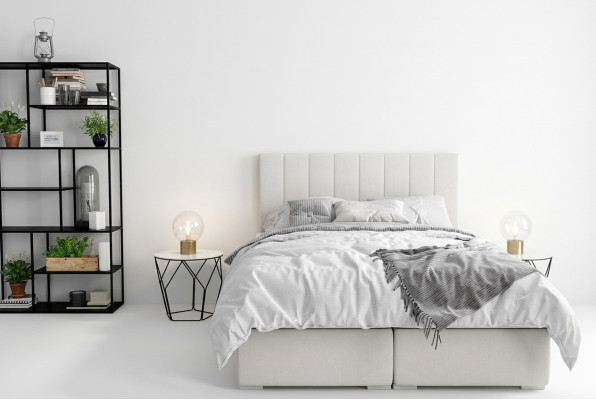 Boxspring lit Hôtel Double Lits de Luxe Base de lit rembourrée Fonction Beige nouveau