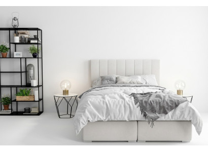 Boxspring lit Hôtel Double Lits de Luxe Base de lit rembourrée Fonction Beige nouveau