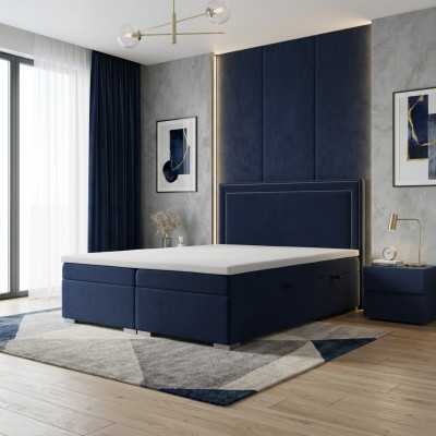 Boxspring Bed Hotel Double Design Beds Luxury Upholstery Box Function Blue new  Lit en bois de lit double Design Hotel Lits d'hôtel de luxe Rembourrage Fonction Boîte Bleu nouveau
