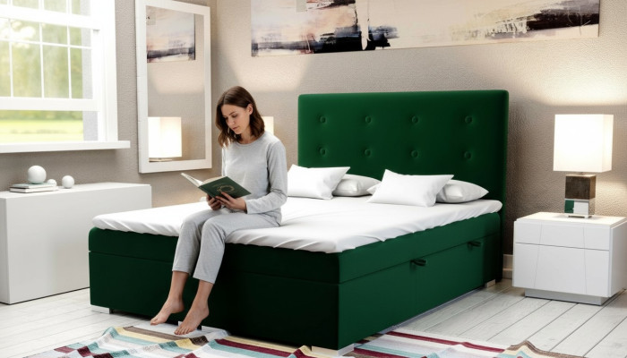 Boxspring Bed Hôtel Lit Double Textile Lits de Luxe sommier à lattes fonction