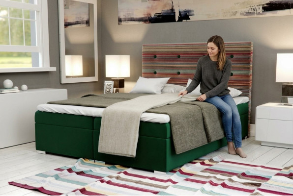 Chesterfield Ensemble Complet de Lit Boxspring Hôtel Double Matelas Surmatelas Neuf
