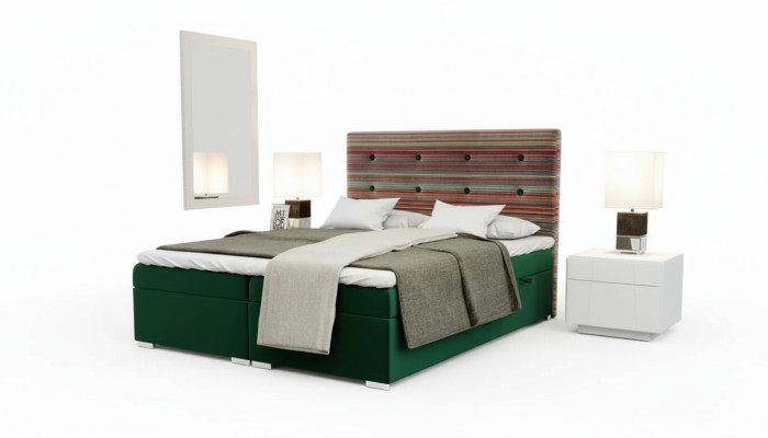 Chesterfield Ensemble Complet de Lit Boxspring Hôtel Double Matelas Surmatelas Neuf