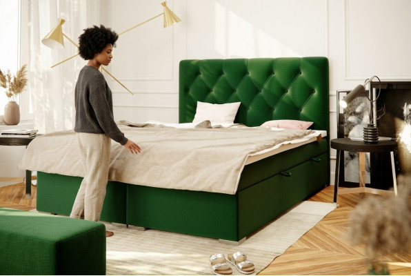 Chesterfield lit boxspring hôtel double ensemble complet matelas surmatelas lits neufs