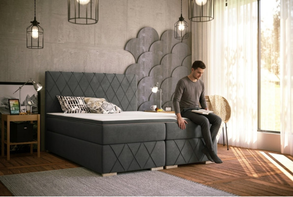 Lit double Ensemble complet Matelas Sommier Surmatelas Lits Fonction Coffre Hôtel