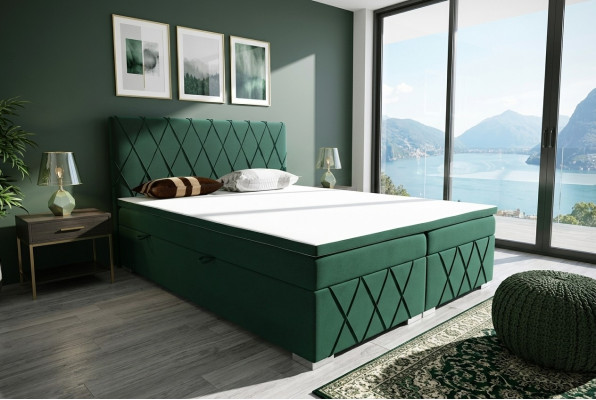 Ensemble complet de lit double Matelas Sommier Surmatelas Lits fonction Boîte verte