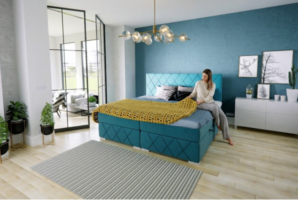Lit Boxspring Hôtel Double en tissu de luxe Fonction d'ameublement de base de lit