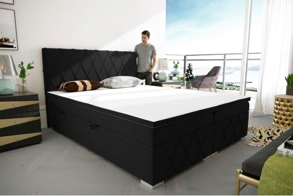 Lit double Boxspring Hôtel de luxe Fonction base de lit matelassée 180x200cm