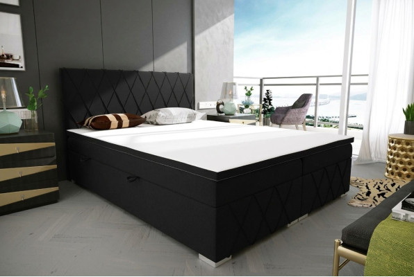 Lit double Boxspring Hôtel de luxe Fonction base de lit matelassée 180x200cm