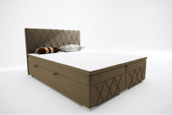 Lit Boxspring Hôtel Double en Velours de Luxe, sommier rembourré Lit Fonction Brun