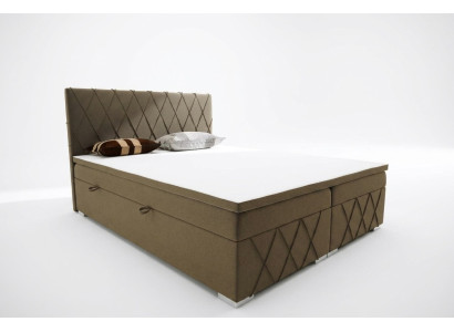 Lit Boxspring Hôtel Double en Velours de Luxe, sommier rembourré Lit Fonction Brun