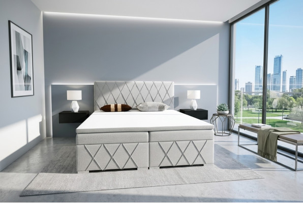 Lit Boxspring Hôtel Lit Double Textile Lit de Luxe Sommier Rembourrage fonction lit