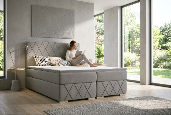 Ensemble complet de lit Boxspring Matelas & Surmatelas Luxe Rembourrage 180x200cm Lits neufs