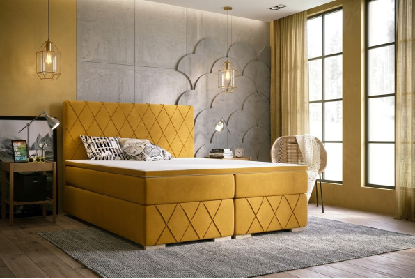Ensemble complet de lit boxspring matelas & surmatelas luxueux rembourrage 160x200cm Lits neufs
