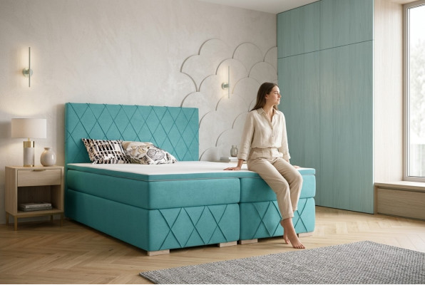 Ensemble complet de matelas et surmatelas lit Boxspring de luxe Rembourrage 140x200cm Lits
