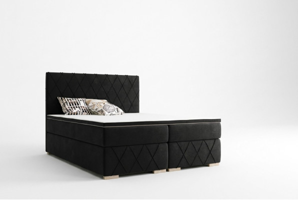 Ensemble complet matelas & surmatelas Lit sommier tapissé noir 180x200cm Lits