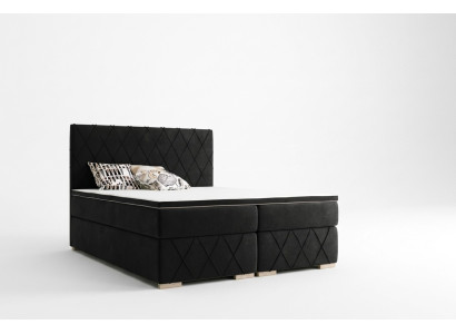 Ensemble complet matelas & surmatelas Lit sommier tapissé noir 180x200cm Lits