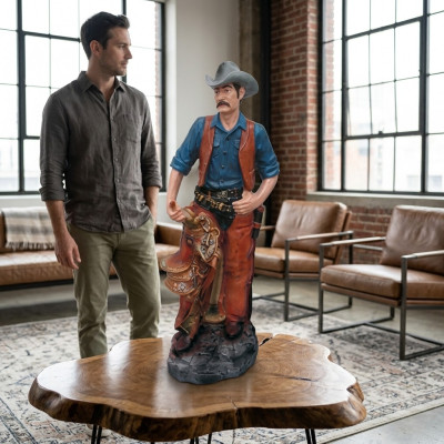 Statue sculpture bûcheron figurine cowboy statues sculptures figurines peintes à la main
