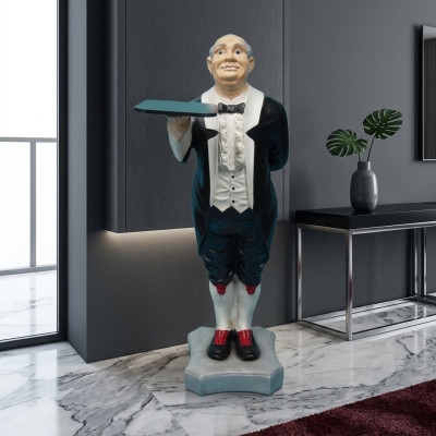 Statue de majordome Figurine Statues Sculptures Restaurant Hôtel 110 cm Plateau Neuf
