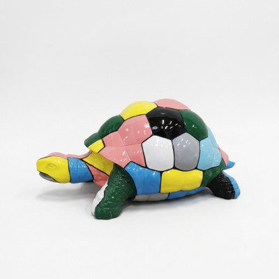Figure de designer abstraite pour salon, statue moderne, tortue peinte en couleurs vives 109cm.
