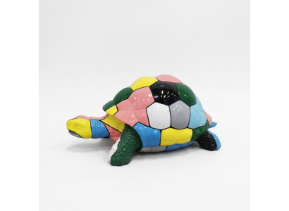 Figure de designer abstraite pour salon, statue moderne, tortue peinte en couleurs vives 109cm.