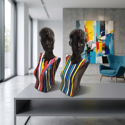 Sculpture abstraite buste de femme, 58 cm, style statues sculptures figurines pour salon.