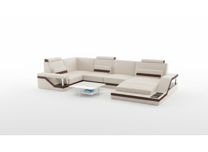 Paysage vivant Canapé + USB Revêtement de siège Canapé d'angle Suite Tissu textile Canapés en cuir