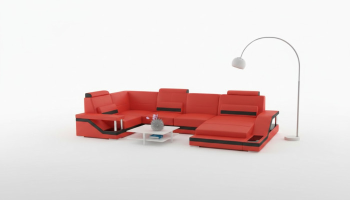 Paysage vivant Coin de canapé Canapé d'angle Suite Textile Tissu Canapé en cuir Canapé avec USB