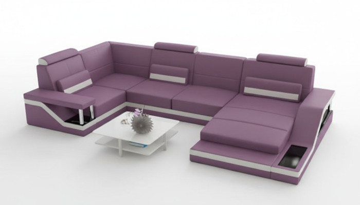 Paysage de vie Canapé avec USB Rembourrage Canapé d'angle Suite Tissu Cuir Canapés