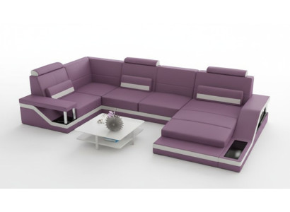 Paysage de vie Canapé avec USB Rembourrage Canapé d'angle Suite Tissu Cuir Canapés