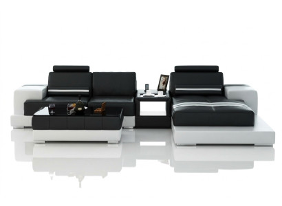 Canapé en cuir Canapé d'angle Canapé avec USB, Suite de rembourrage de siège de design Paysage de vie 2725B
