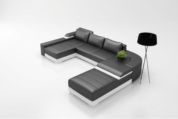 Canapé d'angle Canapé d'angle avec USB Revêtement en cuir Suite Salon Canapé paysager Bellenberg