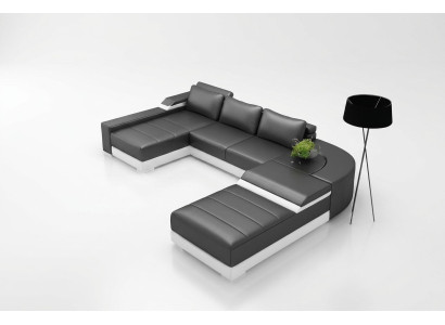 Canapé d'angle Canapé d'angle avec USB Revêtement en cuir Suite Salon Canapé paysager Bellenberg