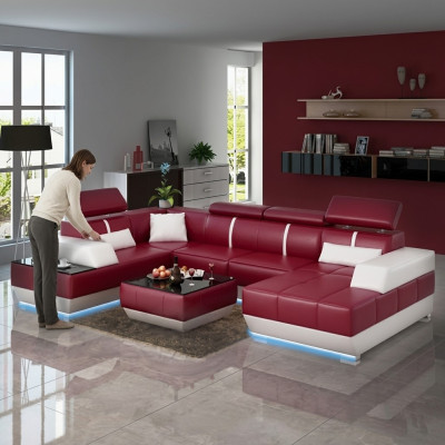Canapé design + USB, canapé en cuir Suite Upholstery Sofas neufs Canapé d'angle de paysage de vie