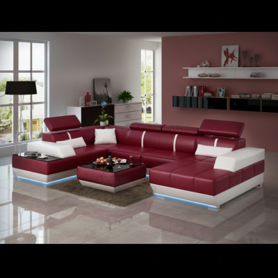Canapé design + USB, canapé en cuir Suite Upholstery Sofas neufs Canapé d'angle de paysage de vie