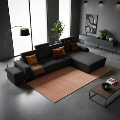 canapé d'angle en cuir haut de gamme. Design élégant pour une élégance intemporelle.