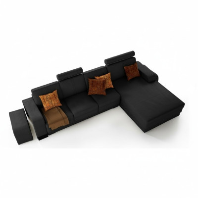 canapé d'angle en cuir haut de gamme. Design élégant pour une élégance intemporelle.