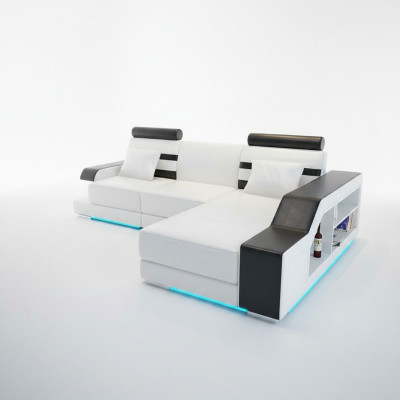 Canapé en cuir avec USB Salon paysager Canapé d'angle Suite Eck Design Canapé moderne L6016E