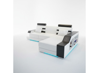 Canapé en cuir avec USB Salon paysager Canapé d'angle Suite Eck Design Canapé moderne L6016E