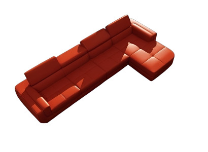 Canapé d'angle Canapé en cuir + USB Paysage vivant en tissu en forme de L Canapé Siège d'angle Tettau rouge