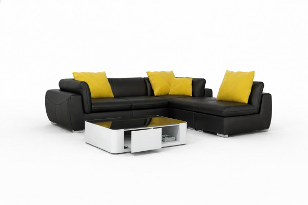 Canapé en cuir avec USB Paysage de vie Canapé d'angle Eck Suite Design Canapé moderne F3014