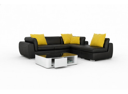Canapé en cuir avec USB Paysage de vie Canapé d'angle Eck Suite Design Canapé moderne F3014