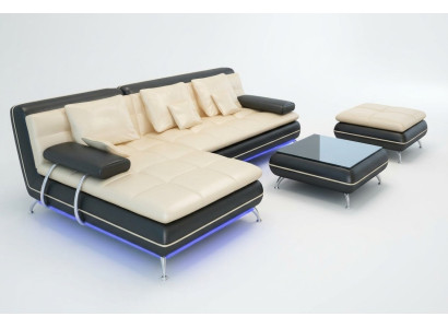 Canapé en cuir avec USB Salon paysage Canapé d'angle Suite Eck Design Moderne Canapé F3015