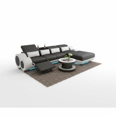 Canapé en cuir + ensemble de canapés USB Nouveau canapé d'angle Suite d'angle Design Moderne Canapé G8035H