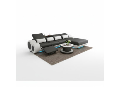 Canapé en cuir + ensemble de canapés USB Nouveau canapé d'angle Suite d'angle Design Moderne Canapé G8035H