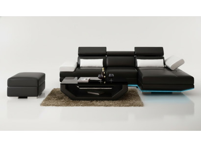 Canapé en cuir en forme de L + USB Salon paysage Canapé d'angle Suite Design Sofa Moderne K5009D