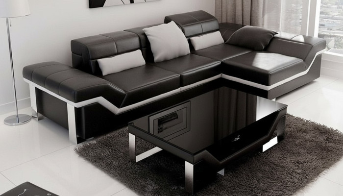 Canapé en cuir Canapé avec USB, Paysage vivant Canapé d'angle Suite Design Canapé moderne K5007F