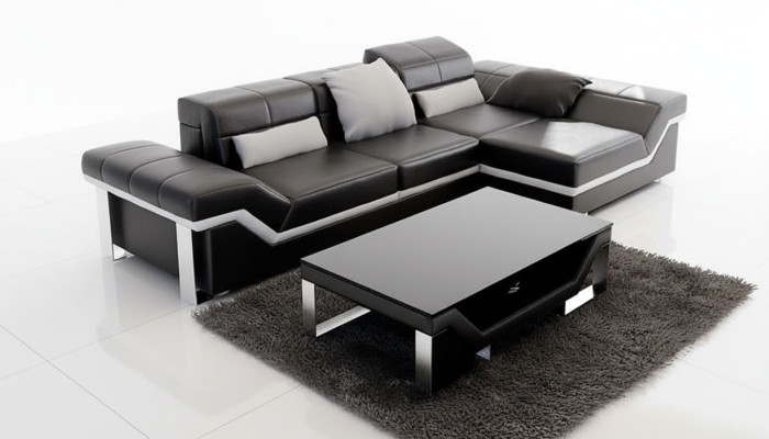 Canapé en cuir Canapé avec USB, Paysage vivant Canapé d'angle Suite Design Canapé moderne K5007F