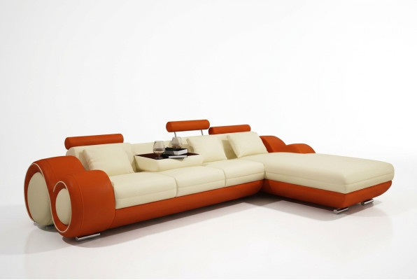 Canapé en cuir avec USB Paysage de vie Canapé d'angle Eck Suite Conception Canapé moderne A1163E